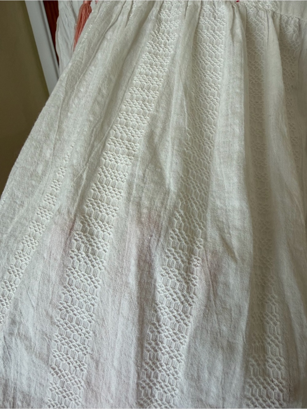 Unbranded White women’s Floral-Embroidered Dress with Tassel - Picture 7 of 14